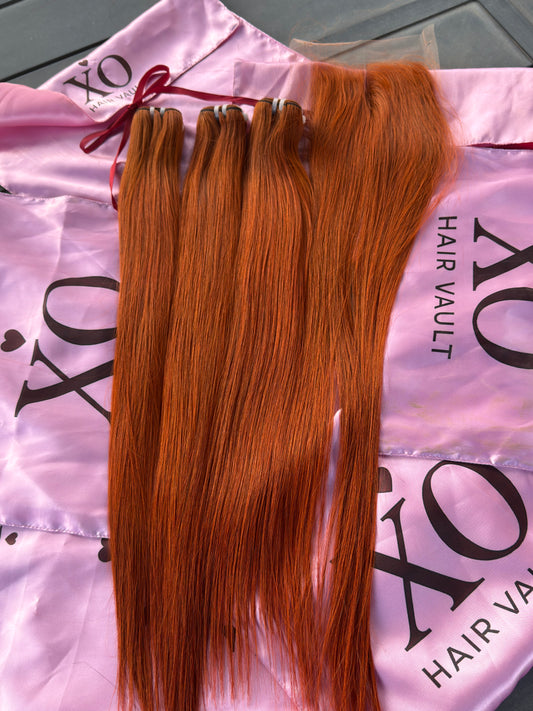 5x5 HD Square Lace Closure — Copper Red #350